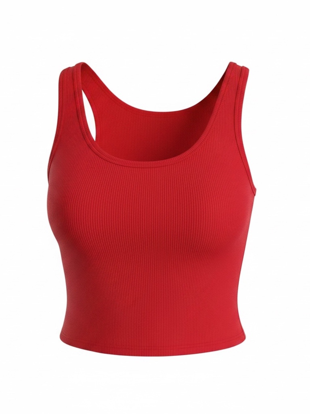 Red Ribbed crop tank with twist back